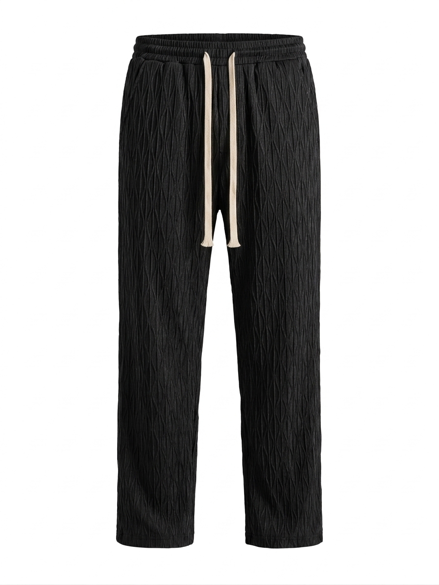 Wave-Textured Relaxed Trousers